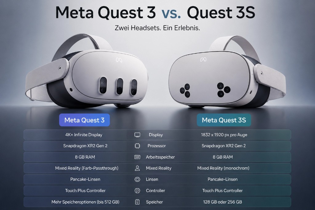 Meta Quest 3 und Meta Quest 3S im Vergleich