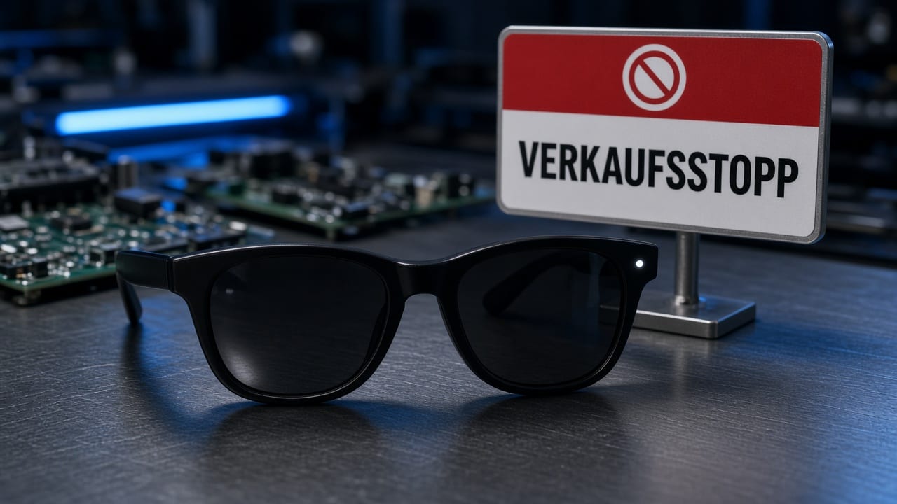 Nahaufnahme der Ray-Ban Meta mit dezenter Aufnahme-LED im Brillengestell