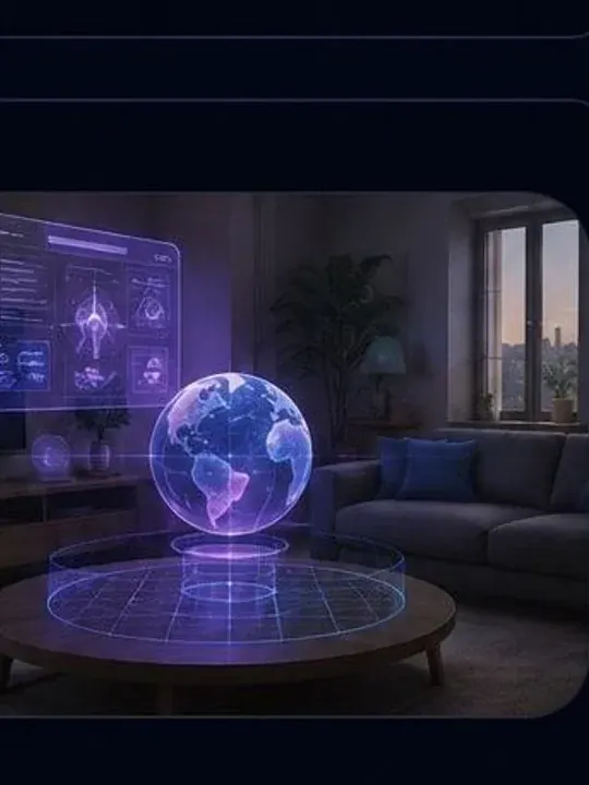 MR-Brille Apple Vision Pro — holografische Objekte im Wohnzimmer