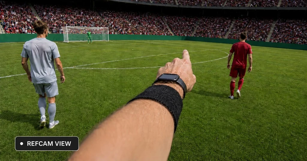 Schiedsrichter-Perspektive mit Lenovo AI bei der Fußball WM 2026 — der KI-stabilisierte Blick aufs Spielfeld