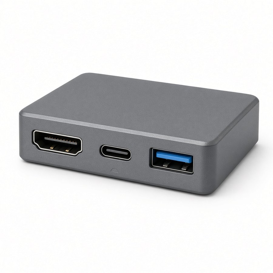 Kompakter HDMI-zu-USB-C-Display-Adapter, Symbolbild der Anschlussrichtung